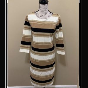 Cato Brown & White Stripe Sweater Dress Size Large